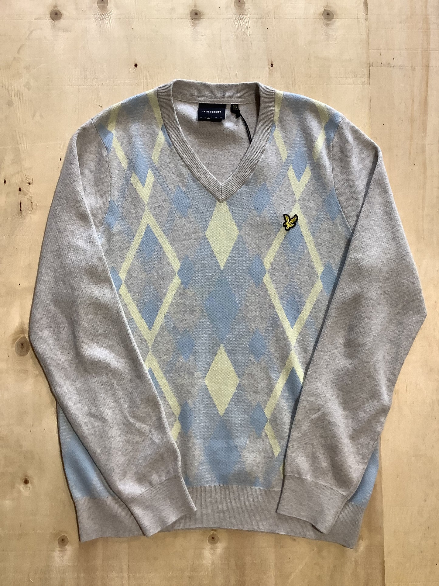 Lyle & Scott Cotton Argyle V Neck Knit