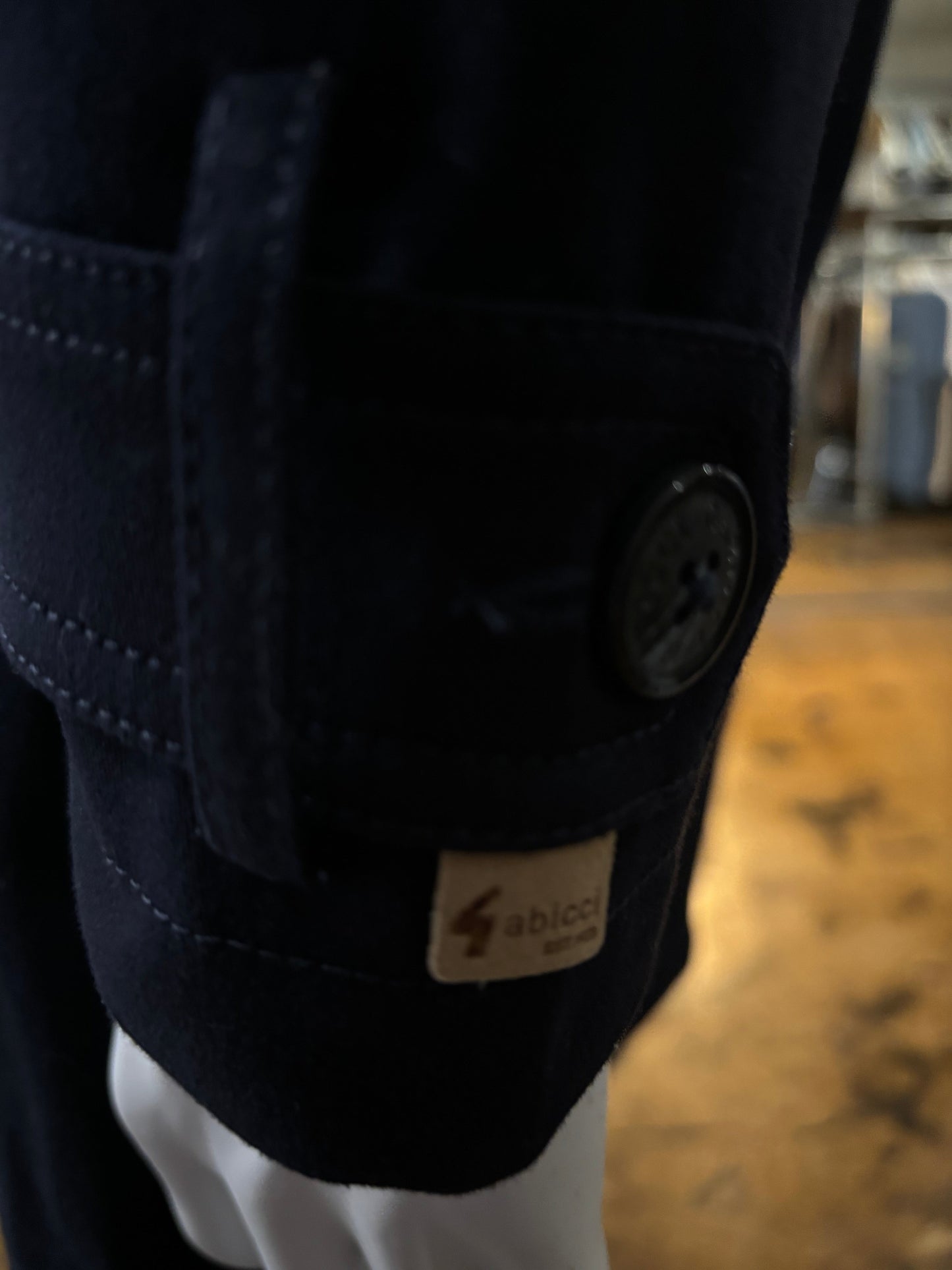 Gabicci Houghton Navy Mac Raincoat - Sleeve Close Up