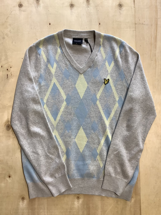 Lyle & Scott Cotton Argyle V Neck Knit