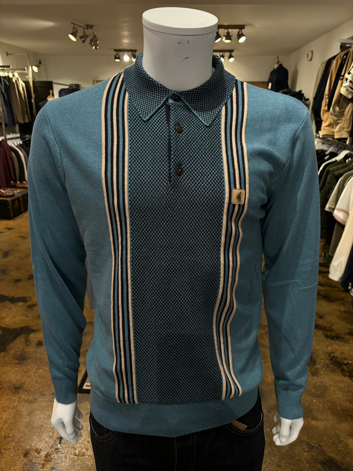 Gabicci Hadon Blue Striped Jumper - Casual Style - Front
