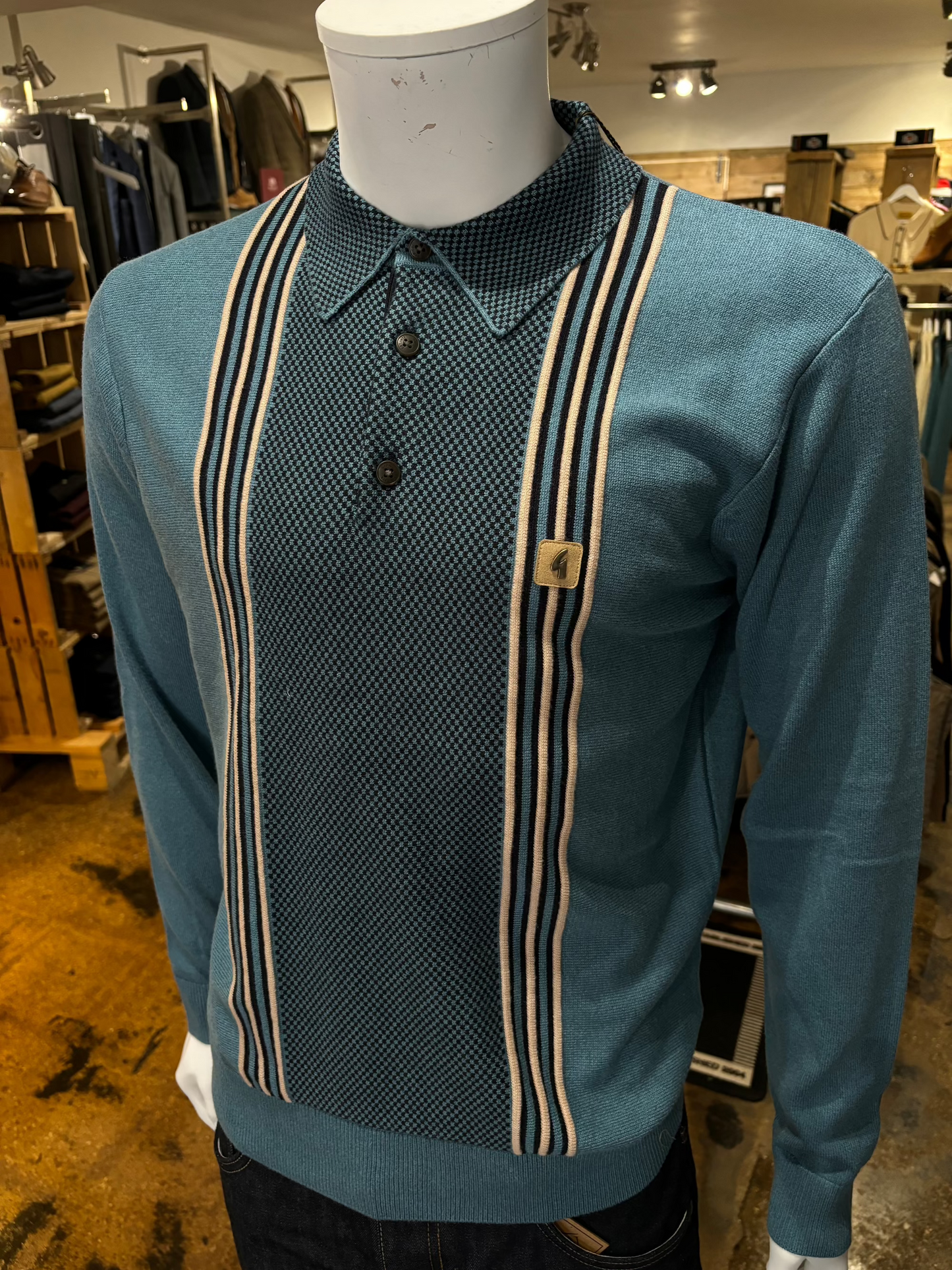 Gabicci Hadon Blue Striped Jumper - Casual Style - Front Side