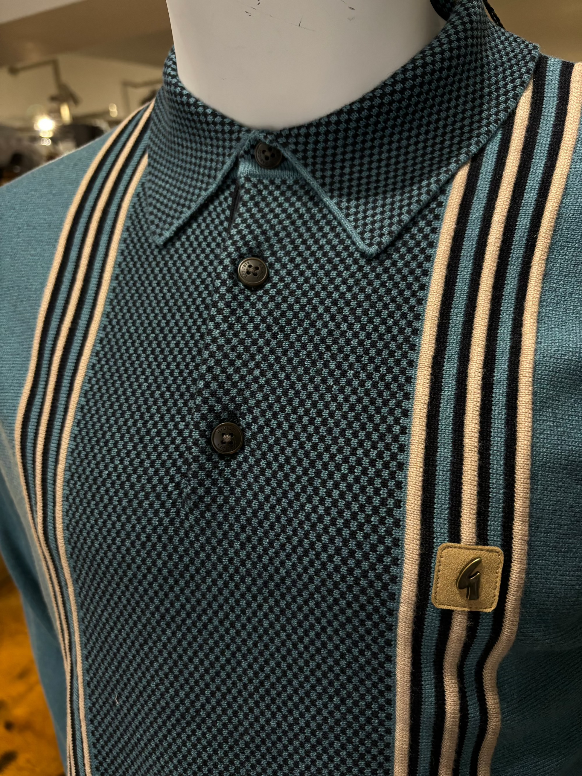 Gabicci Hadon Blue Striped Jumper - Casual Style - Close Up